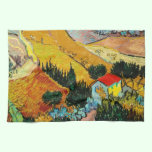 Landscape House and Ploughman  Vincent Van Gogh kitchen towels