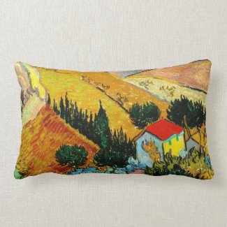 Landscape House and Ploughman Vincent Van Gogh Pillows