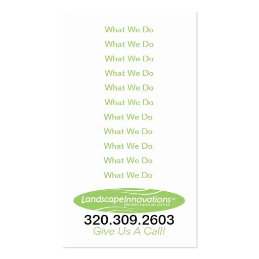 Landscape Innovations Business Card Template (back side)