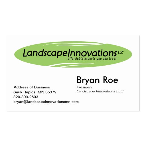 Landscape Innovations Business Card Template 2 (front side)