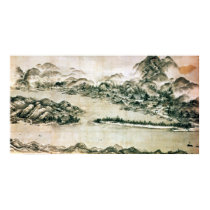 Landscape of mountains and a river posters