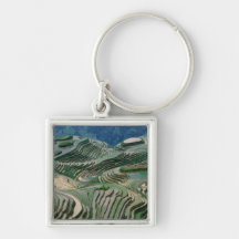 Landscape of rice terraces in the mountain, keychain