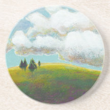 Landscape painting contemporary impressionism art drink coaster