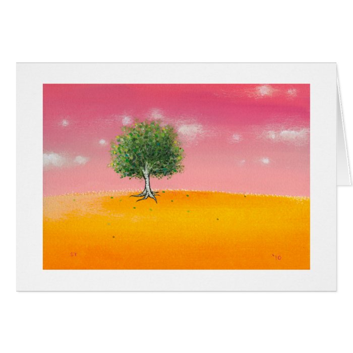 Landscape Painting Tree Warm Colorful Sunny Art Card On Popscreen