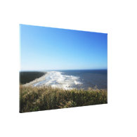Landscape photography of sea, beach, blue sky stretched canvas print