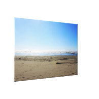 Landscape photography of sea, sand beach, blue sky canvas print