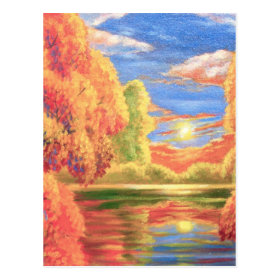 Landscape River Lake Painting Art Postcard