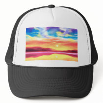 Landscape Sunset Lake Scene - Multi Hat