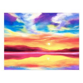 Landscape Sunset Lake Scene - Multi Postcard