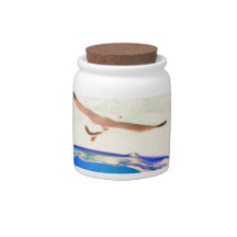landscape  waves and seagulls candy jars