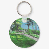 Landscape with Bridge Keychain by ArtsyRavenclaw Landscape with Bridge Keychain