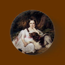 Landscape with Girl and Dog buttons