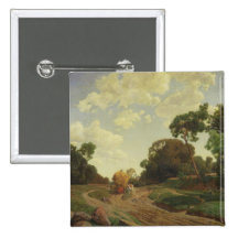 Landscape with Haywagon, c.1858 Pinback Button