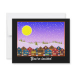 Landscape with houses and snow christmas invite