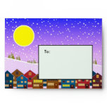 Landscape with houses and snow envelopes