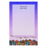 Landscape with houses and snow stationery