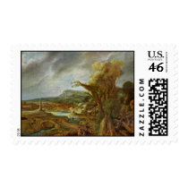 Landscape With Obelisk Postage Stamp