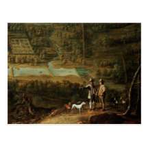 Landscape with sportsmen post cards