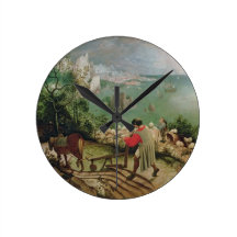 Landscape with the Fall of Icarus, c.1555 Round Clocks