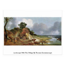 Landscape With The Village By Thomas Gainsborough postcards