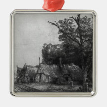 Landscape with Three Cottages, 1650 Christmas Ornaments