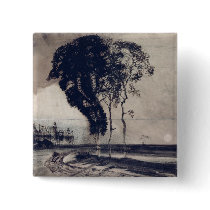 Landscape with Three Trees, 1850 Pinback Button