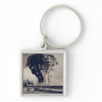 Landscape with Three Trees, 1850 Key Chain