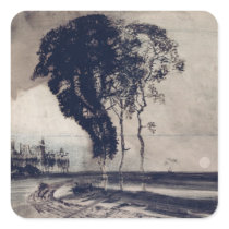Landscape with Three Trees, 1850 Square Sticker