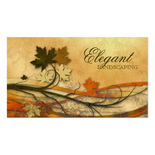 Landscaping Business Autumn Maple Leaves Vintage Business Cards (front side)