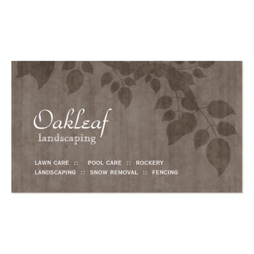 Landscaping Business Card Beige Tree Leaves (front side)