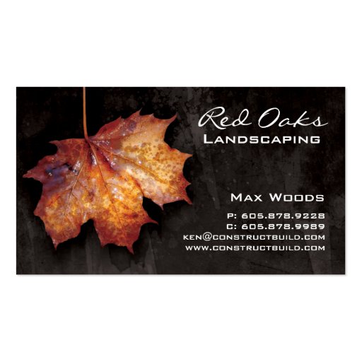 Landscaping Business Card Black Maple Leaf (front side)