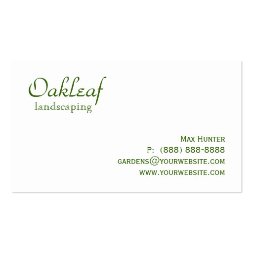Landscaping Business Card Green Tree Leaves (back side)