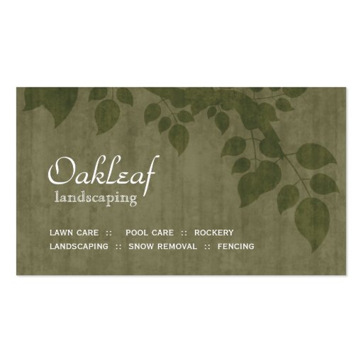 Landscaping Business Card Green Tree Leaves (front side)