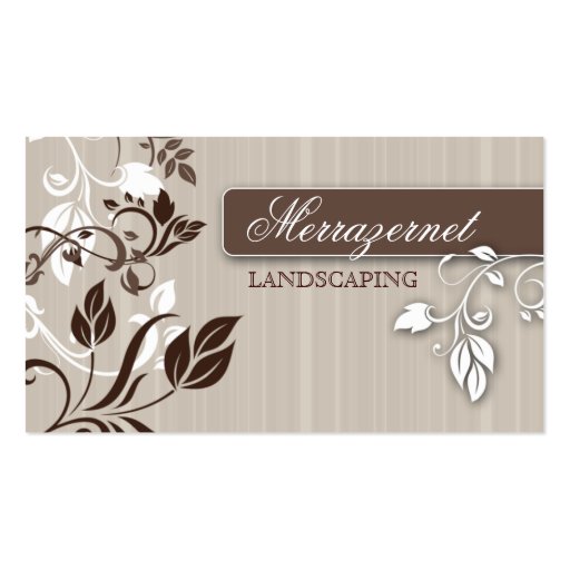 Landscaping Business Card Salon Beige Leaves (front side)