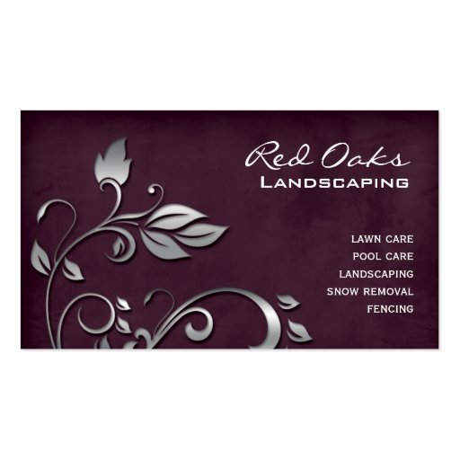 Landscaping Business Card Winery Suede Leaves (front side)