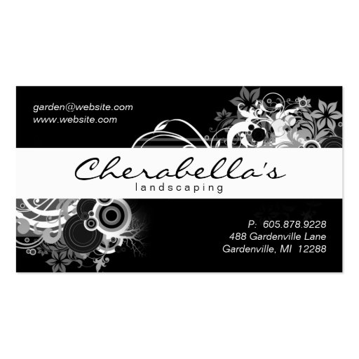 Landscaping Floral Business Card Black White