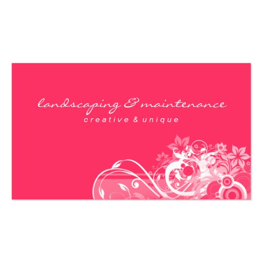 Landscaping Floral Business Card Coral White (back side)