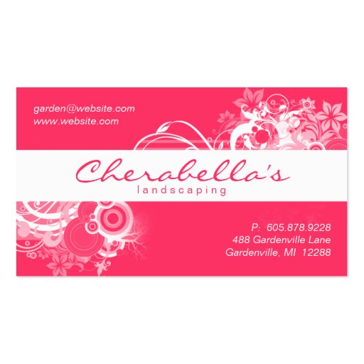 Landscaping Floral Business Card Coral White (front side)