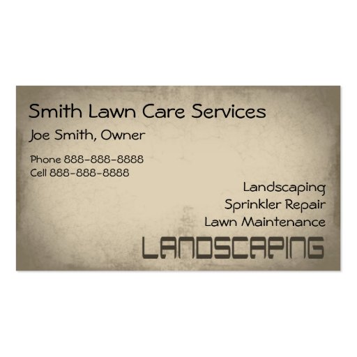 Landscaping Lawn Care Services Business Card (front side)