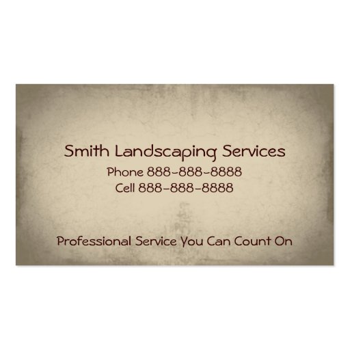 Landscaping Lawn Care Services Business Card (back side)