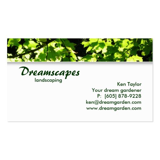 Landscaping / Lawn Care Tree Business Card (back side)