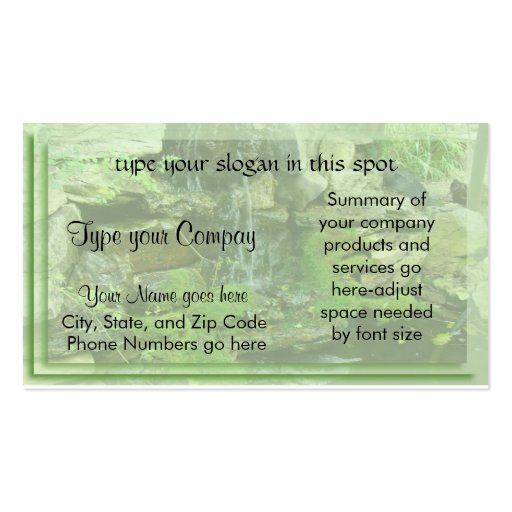 Landscaping-waterfall Business Card Template (front side)