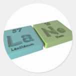 Lane as Lanthanum La and Neon Ne Round Stickers