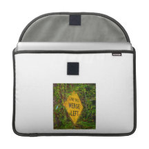 Lane Ends. Merge Left. Bright yellow roadsign Sleeves For MacBook Pro