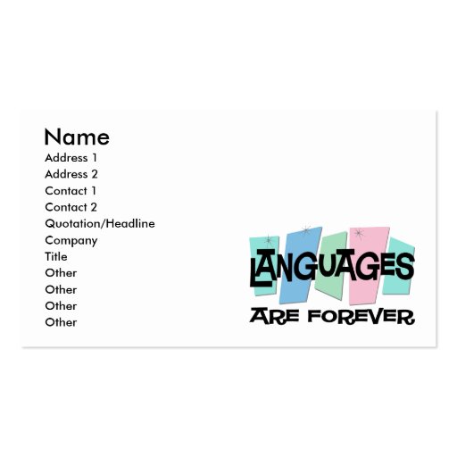 Languages Are Forever Business Card Template (front side)