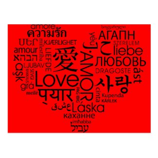 Languages of Love Heart Postcards