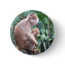 Langur Monkey Mother & Baby Button