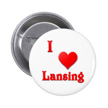 Lansing -- Red Pinback Button