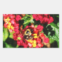Lantanas and the Bee Rectangular Sticker