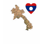 Laos Flag Heart Map Fitted AA T-Shirt